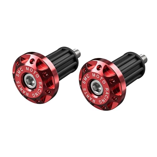 Fiknonk 2 PCS Motorcycle Bar End Plug, Aluminum Alloy Handlebar End Caps, Shockproof Expanding Locking Bar Ends for Electric Scooter Off-road Motorcycles, Universal for Most Cars, Trucks, SUVs (Red)