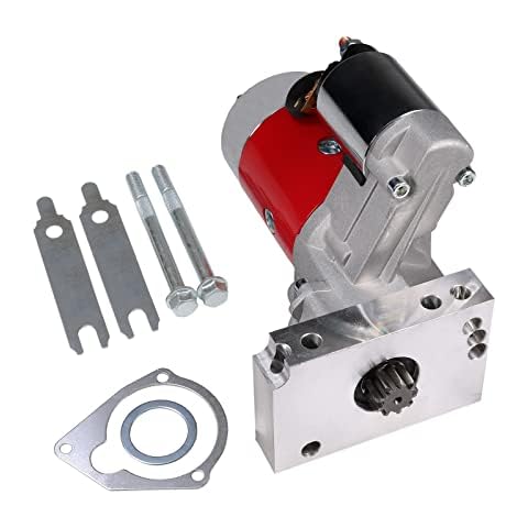 BUSIDN Red Heavy-Duty High Torque Mini Starter Small & Big Block Replacement for Chevy BBC SBC 153/168 Tooth Compatible Cover