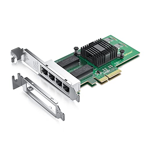 Componente Intel I350AM4 con cuatro puertos RJ45 y estandar PCIE 2.1 X4 de alta gama