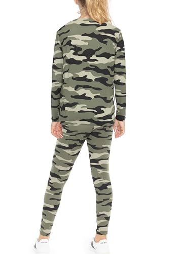 Image of STRETCH IS COMFORT Girls 2 Piece Hoodie Short Sleeve Long Sleeve Crew Neck Top and Leggings Set Kids Thermals Underwear Set