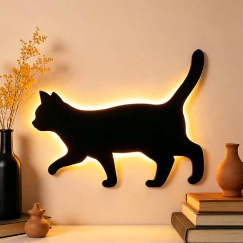 Lámpara pared infantil gato con sensor luz sonido para pasillos oscuros en casa 2