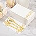 BESTVIP 200 Pack Disposable Paper Napkins, 3-Ply Dinner Napkins with Gold Trim for Guests, Bathroom Paper Hand Towels Soft and Absorbent, Perfect for Kitchen, Dinner, Party, Wedding or Event