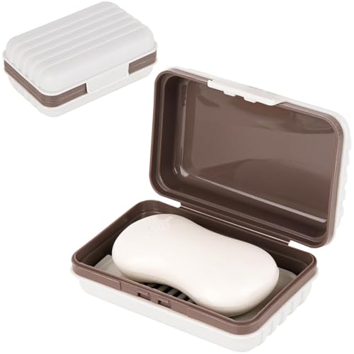 Boite à Savon Voyage, Porte Savon Portable avec Couvercle Étanche, Boîte à Savon en Plastique pour Salle de Bain, Camping, Randonnée et Déplacement,...
