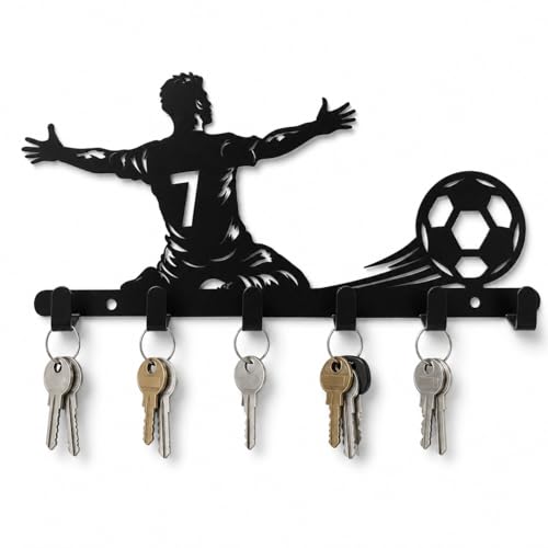 Image of Shuchi Metal Key Holder Football Player Celebration Pose, No.7, Black