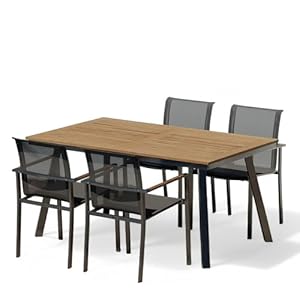 Gartengarnitur Nassau Teak & Edelstahl, 4 Sessel