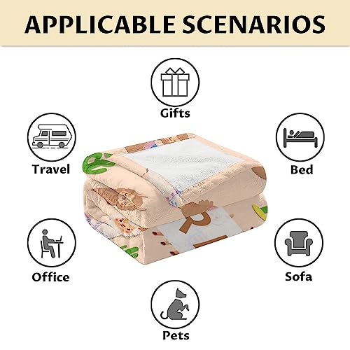 Blanket for Girl Women - 60x80 Inches Cute Llama Throw Gifts - Personalized Brown Soft Fuzzy Blankets for Bed, Couch & Living Room