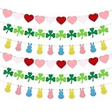 Corabsar Party Garlands - Multi Color Felt Heart, Shamrock & Bunny Garland (6Pcs)