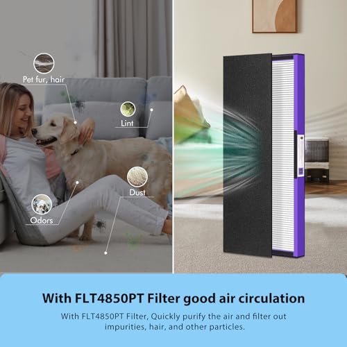 Image of FLT4850PT HEPA Filter B Pet Replacement | Compatible with GermGuardian AC4850PT AC4825 AC4825E AC4800 AC4900 AC4850 Air Purifier, 4 True HEPA & 4 Pre-Filters