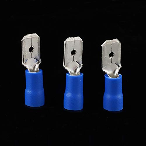 Davitu 1000pcs MDD2-187 Blue AWG16-14 Brass Insulating Crimp Terminals Connectors Male Terminal - (Color: Blue)