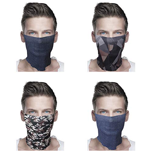 ALB Stoffe® ProtectMe - Comfort Loops Mix 14, 4er Pack Mund-Nasen-Masken, antimikrobiell, 100% Made in Germany, Multifunktionstuch, Schal, Stirnband, Ökotex, waschbar und unbegrenzt wiederverwendbar
