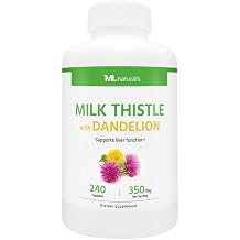 ML Naturals Milk Thistle & Dandelion Extract 250mg Milk Thistle, 100mg Dandelion Root Per Serving 240 Capsules