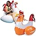 SCS Direct Chicken Fight Inflatable Pool Float Game Set - Includes 2 Giant Battle Ride-Ons - Flip Your Friends to Win- for Outdoor Swimming Party Activities Fun w/Kids Family Adults, Summer Gift