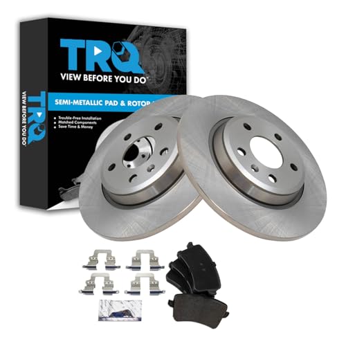 Image of TRQ Rear Brake Pad and Rotor Set Semi Metallic Solid Rotors | For 2009-2016 Audi A4 A4 Quattro 2010-2014 A5 2008-2017 A5 Quattro 2013-2016 allroad 2009-2017 Q5