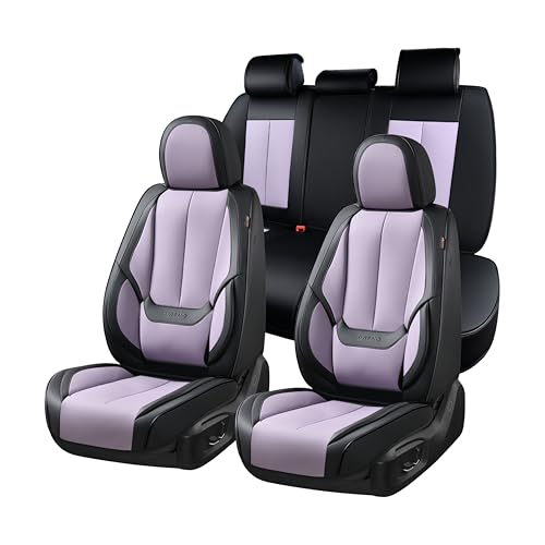Image of Coverado Car Seat Covers Full Set, Car Seat Protector Waterproof, Nappa Leather Car Seat Cushion, Seat Covers for Cars, Front Seats and Back Universal Fit for Most Cars