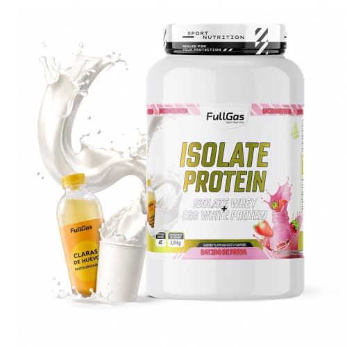 Imagen de FullGas Aislado de Suero con Proteína de Clara de Huevo Batido de Fresa 900g Sin Gluten 100% Vegetariano