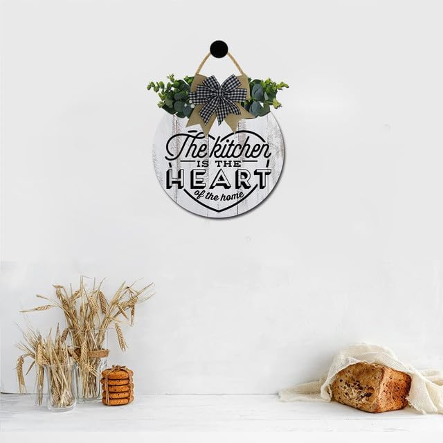 Miniatura 4 de Letrero con texto en inglés "The Kitchen is The Heart of the Home", decoración de pared de cocina de granja, decoración de pared de cocina, redondo,