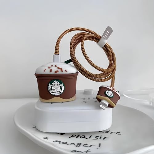 Image of CERLINK Charger Protector for Samsung 25W Type C, Protective Silicone Case Cover 25W Power Adapter Charger with Wire Saver-Brown starbuck