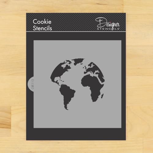 World Map (Globe) Cookie and Craft Stencil | World Map Cake Stencil Airbrush Painting Cookies | Cake Decorating Stencil World Map | Airbrush Baking Tool | Reusable Stencil | CM113 By Designer Stencils -  787484039367