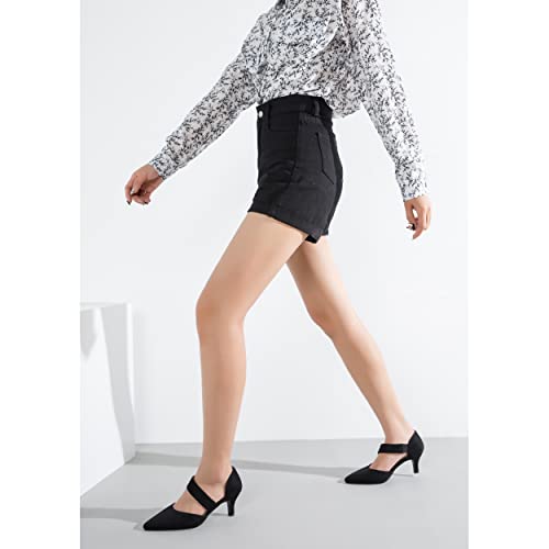 Women's Closed Pointed Toe Heels Strap D'Orsay Kitten Heel Slip On Dressy Pumps3