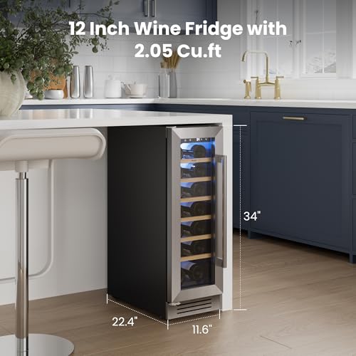 Image of Yeego 12 Inch Wine Fridge, 20 Bottle Wine Cooler with Left-Hinged