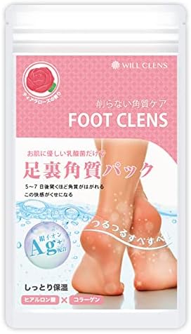 Amazon Co Jp Will Clens 足裏角質 フットピーリング パック 乳酸菌で足裏 スッキリ 保湿 かかと つるつる 角質 臭い ティアラローズの香り 1回分 27cmまで ドラッグストア
