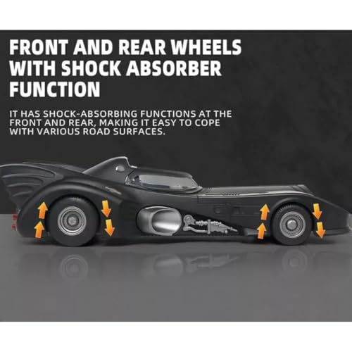 Image of PLUSPOINT Diecast Black Bat Car 1 /24 Scale Model, Pull Back Vehicles Alloy Simulation Supercar with Lights and Sound and Smoke Also for Vehicle Dashboard,Kids,Adult (Black Car)
