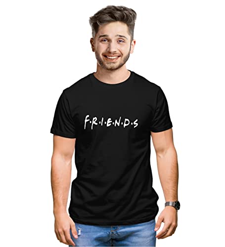 Image of Hangout Hub Friends Printed Round Neck Half Sleeves Tshirts-Set of 2-Men Cotton Regular Fit T Shirts-Family Matching Twinning Tshirts