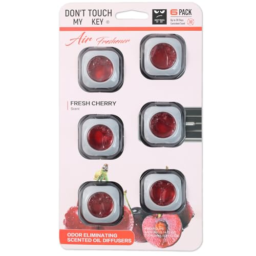 XUKEY Ambientador para Coche 6 x 4 ml, Aroma de Cereza Fresca, Aromatizante para Coche, Ambientador Interior, Purificador de Aire Interior, Dispensador de Fragancia (Fresh Cherry)