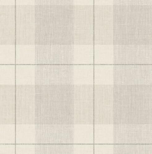 NextWall Lenox Hill Plaid Peel and Stick Wallpaper (Neutral)