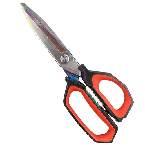 FTECYBO Heavy Duty Scissors 9.5'', Titanium Coating Forged Stainless Steel Blades, Industrial...