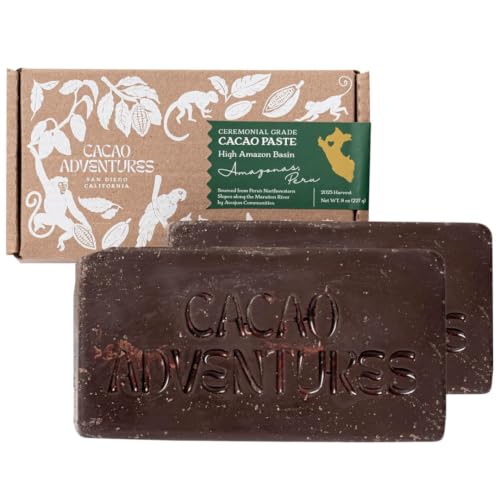 Cacao Adventures Ceremonial Cacao Block, High Amazon Basin, 1 lb, 2 x 8 oz