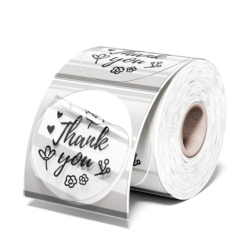 Phomemo Circle Labels- 2" Thermal Round Transparent Label for Barcode Label, DIY Logo Design, Small Business, Compatible with Most of Shipping Label Printers, 500pcs/Roll