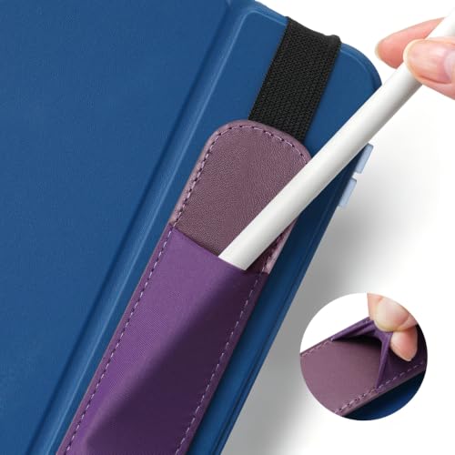 Image of MoKo Pencil Case Holder Fit The Apple Pencil (Pro and USB-C and 1st and 2nd Gen), Detachable Elastic Pocket for Stylus Pen with Elastic Band Attached to iPad Case, Dark Purple