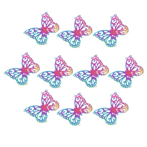 10pcs Colorful Butterfly Shape Suncatcher Parts Hanging Window Pendant DIY Metal Part Ornament Parts Hand-Crafts Gifts