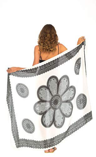 Image of SHU-SHI Womens Beach Swimsuit Cover Up Flower Sarong Wrap with Coconut Clip