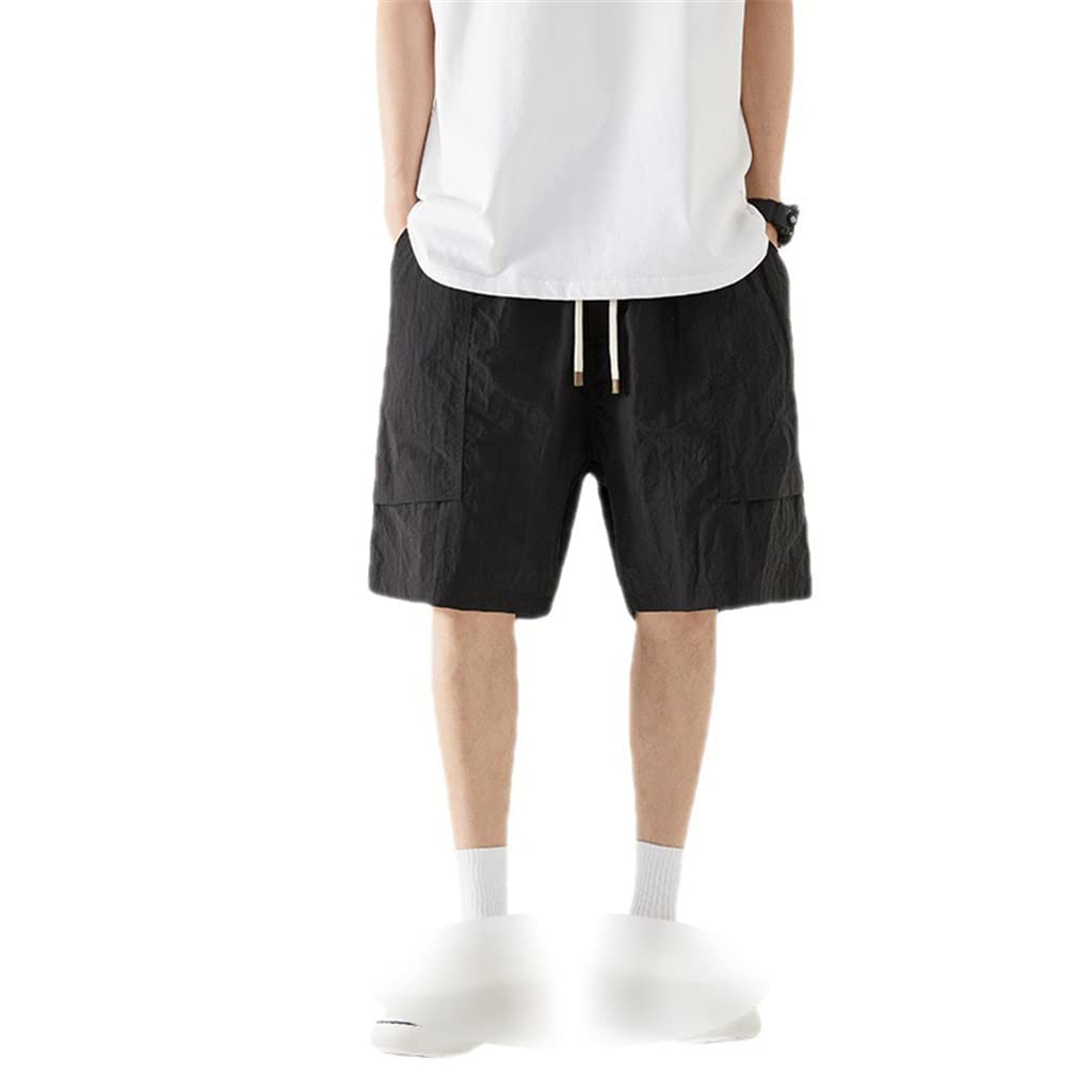 HBJWOV Mens Black Couple Shorts Casual Sports Loose Shorts Elastic Waist Drawstring Breathable Outdoors Shorts Large