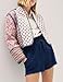 Arssm Women Floral Quilted Puffer Jacket Cropped Lightweight Patchwork Vintage Padded Short Coat Outerwear(Pink-XS)