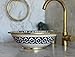 MIRATILE Handmade Moroccan Ceramic Sink, Hand painted Vessel Sink with Brass Rim Edge, Ceramic Countertop Bathroom Vanity Vessel Sink, Farmhouse Vanity Sink Bowl (8