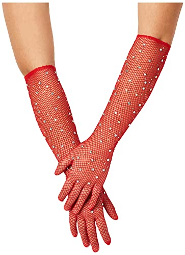 Guantes de rejilla largos Leg Avenue con brillantes accesorios de fiesta mujer