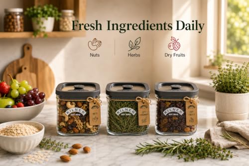 Image of Kilner Fresh Storage 500ml Airtight Glass Container Durable Vacuum Seal Lid | BPA-Free Jar for Food Storage, Nuts, Dried Fruit, Snacks, Pantry Organisation