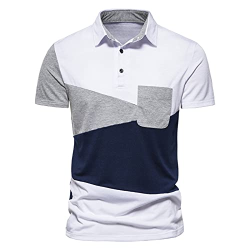 Polo patchwork homme coupe ajustée et revers bouton down chic