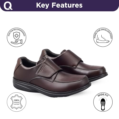 Image of DC2 Alicante Men's Fully Adjustable Wide Fit Diabetic Shoe for Diabetic Feet | Swollen Feet | Neuropathic Feet | Genuine Leather