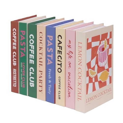 PINGWGO 8 Pack Aesthetic Decorative Books for Home Decor Modern Aesthetic Faux Books Storage Box for Coffee Table Shelf Living Room Minimalist Thickened
