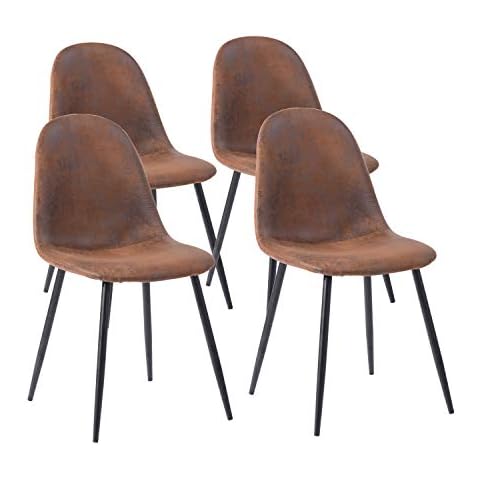 MEUBLE COSY Juego de 4 Sillas de Comedor Vintage Retro Sillón Tapizado en Gamuza con Patas Metálicas Cover