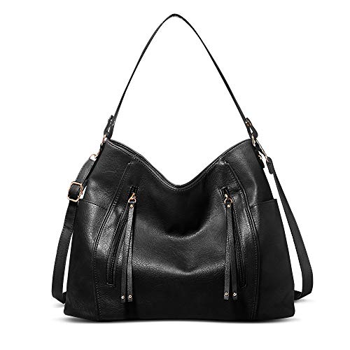 AtailorBird Sac a Main Femmes, PU Cuir Synthétique Sac Bandoulière Femme Fourre, Noir
