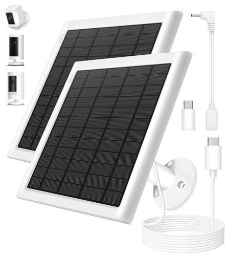 8W Solar Panel for Ring Camera, 2-Pack Solar Panel Charger Compatible with Ring Stick Up Cam...