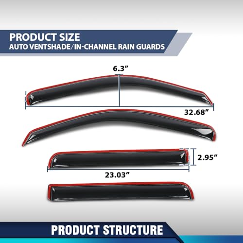 Image of PIT66 in-Channel Ventvisor Window Deflectors and Sun Visors 4 Pcs