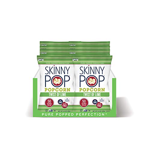 SkinnyPop Twist of Lime 4.4 oz Grocery Sized Bags (Pack of 12)