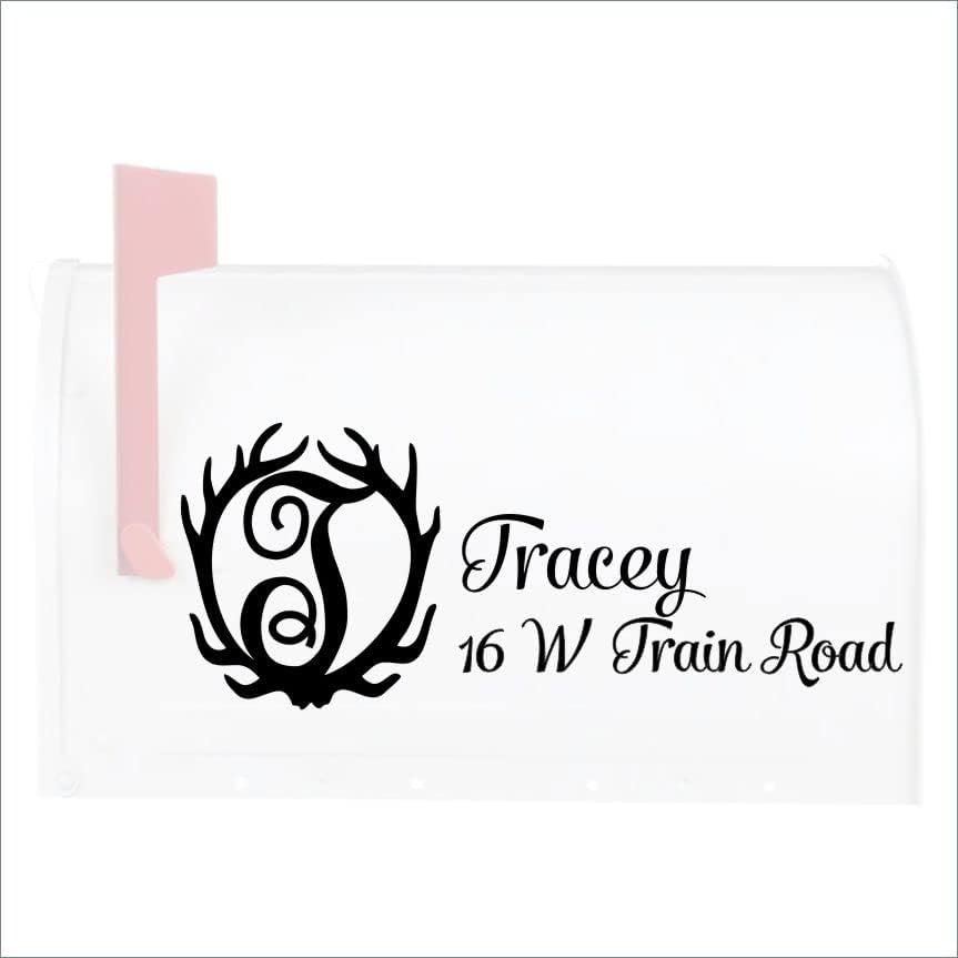 Juego de 2 números de buzón brillantes con monograma de cuernos para exteriores, calcomanías de dirección de buzón de superficie lisa, números de