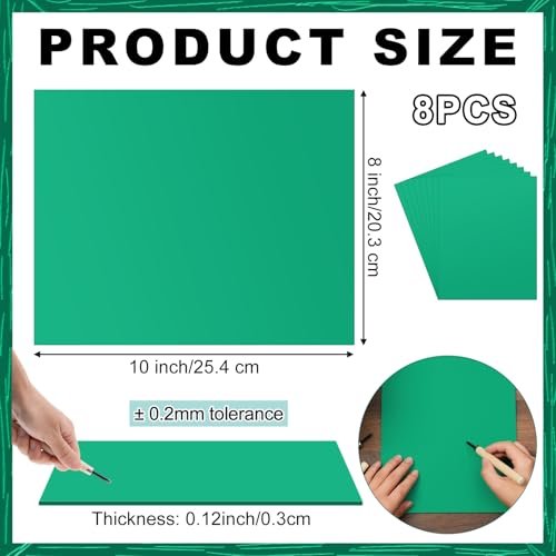 Image of Yeaqee 8 Pcs 8 x 10 Inch Linoleum Blocks for Printmaking Rubber Carving Block Soft Linocut Blocks Large Linoleum Sheet Lino Plates for Engraving Art Project Printmaking Artist Studio Supplies, Green